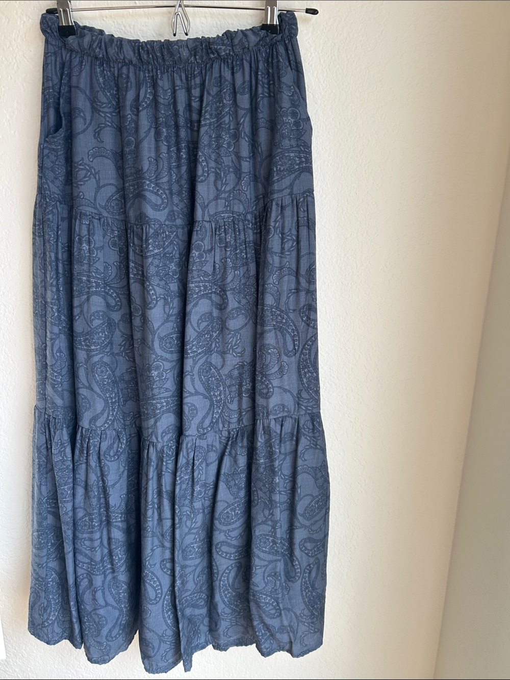 Splendid Iris Navy Paisley Tiered Maxi Skirt XS New With Tags